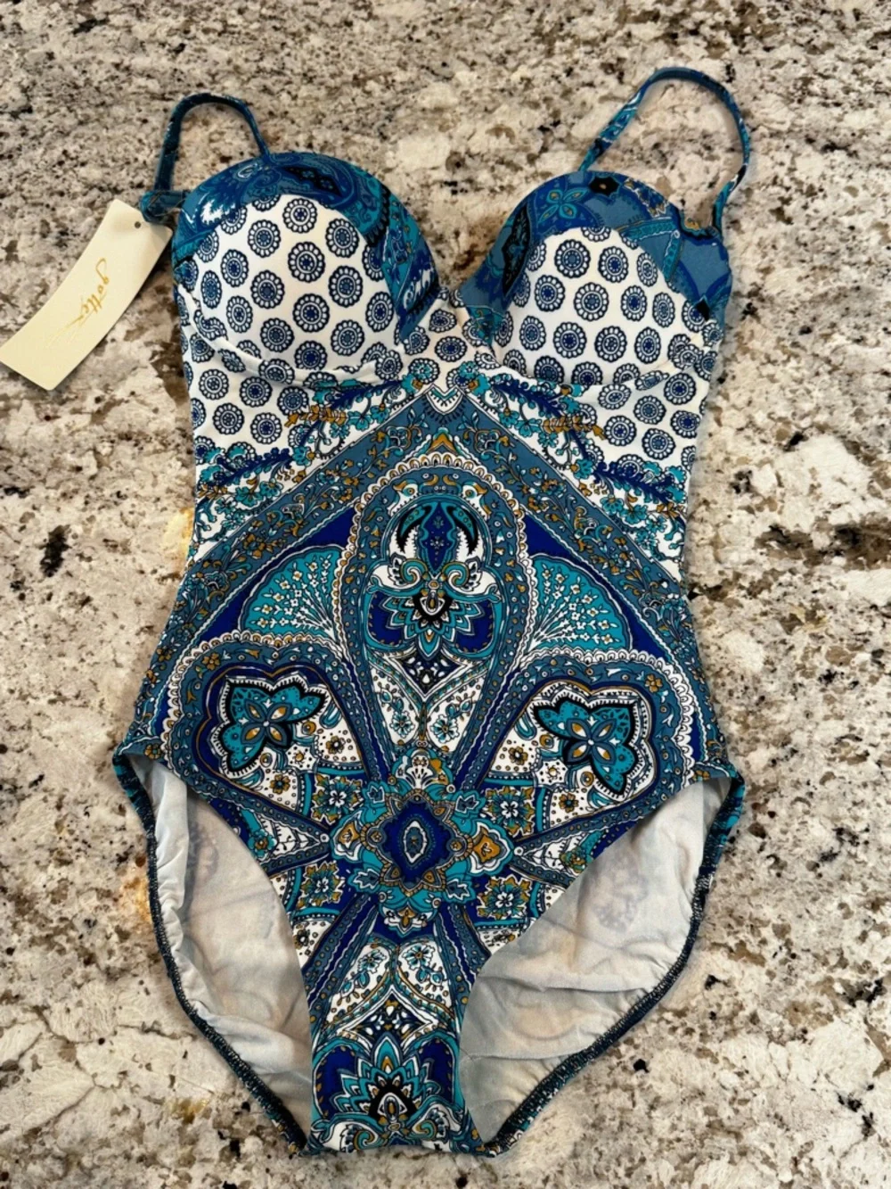 Gottex Blue White Paisley One-Piece‎ Swimsuit